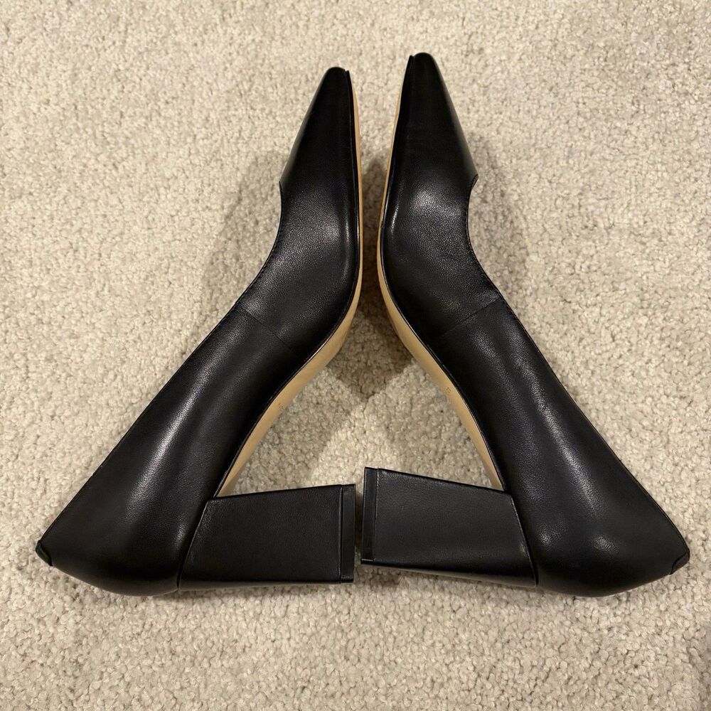 NWOB Marc Fisher LTD Varla Block Heels Pumps Women Shoes Black Leather Women 7B - Picture 8 of 13